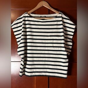 J. Crew Women’s Black and White Striped Cropped Tee Size XL